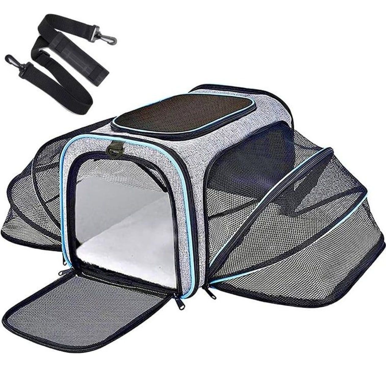 Transportadora bandolera expandible